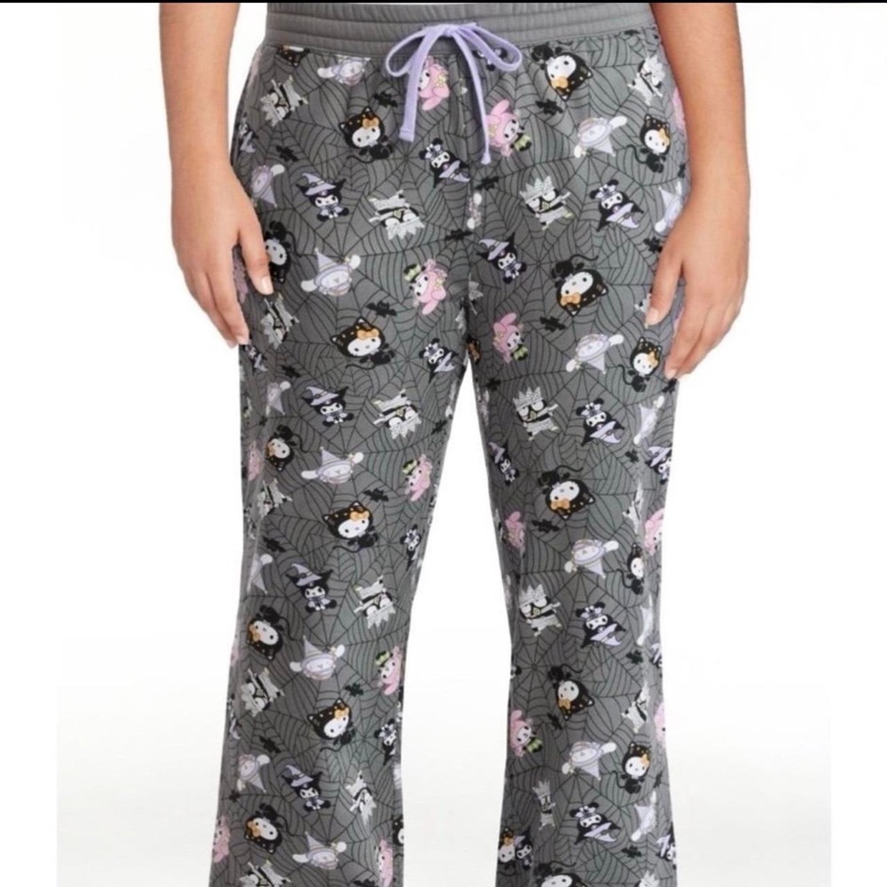 Sanrio Hello Kitty My Melody Kuromi Halloween Kawaii Cute Gray Jogger Pants L
